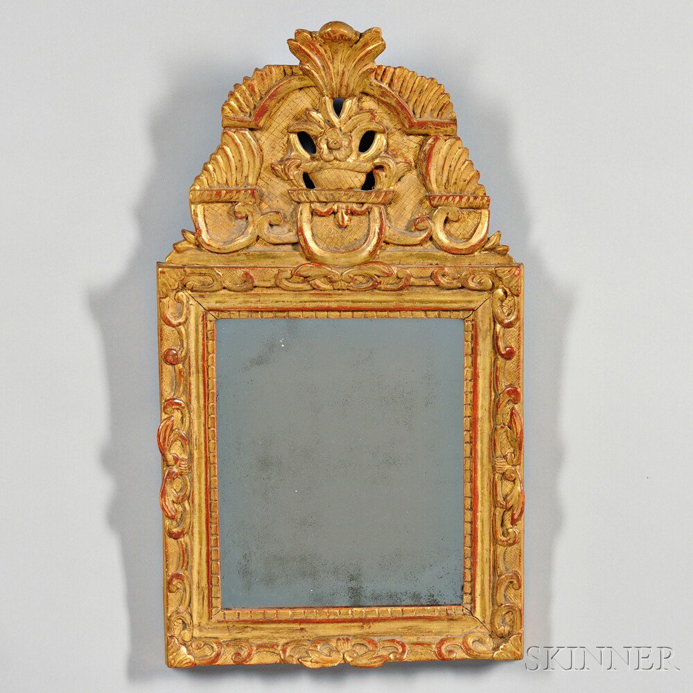 Appraisal: Baroque-style Mirror Continental th century arched crest with palms and