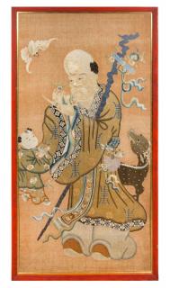 Appraisal: A Chinese Embroidered Silk Panel x inches A Chinese Embroidered