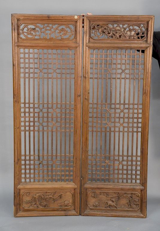 Appraisal: Pair of Chinese pierced wall panels height in width in