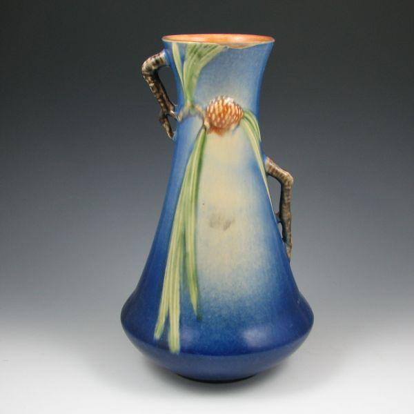 Appraisal: Roseville blue Pine Cone vase Marked Roseville - A chip