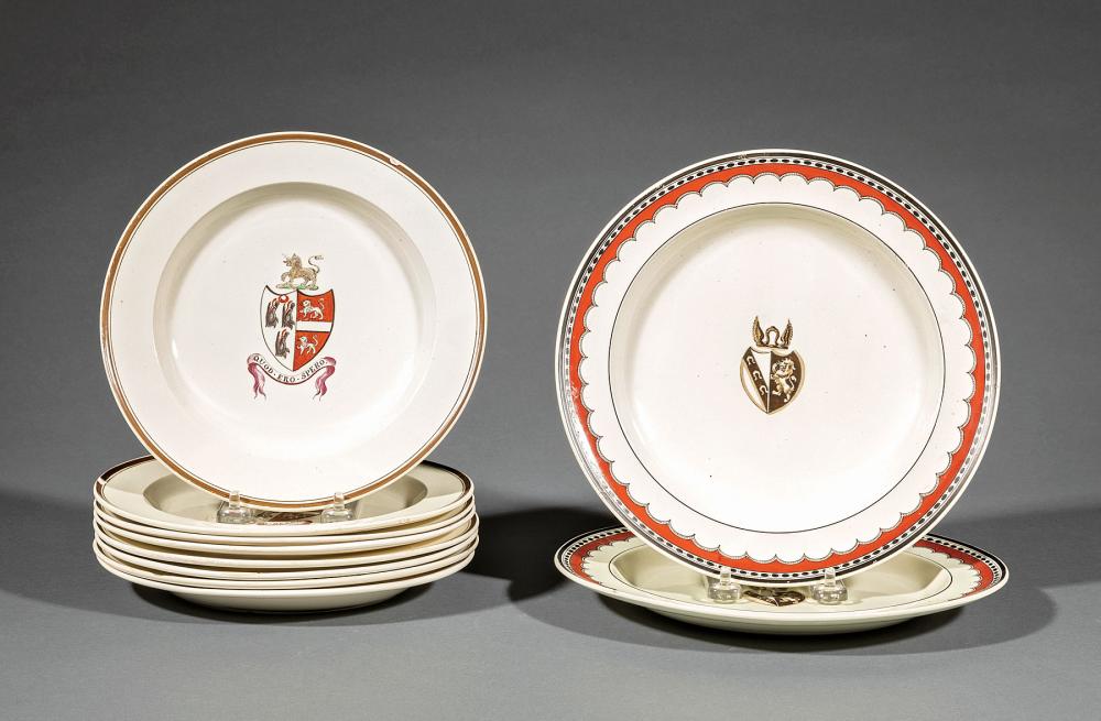 Appraisal: Ten English Armorial Creamware Plates late th c incl with