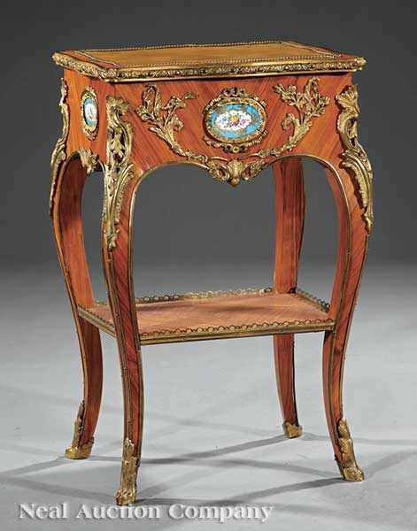 Appraisal: A Good English Kingwood and Bronze-Mounted Poudreuse in the Louis