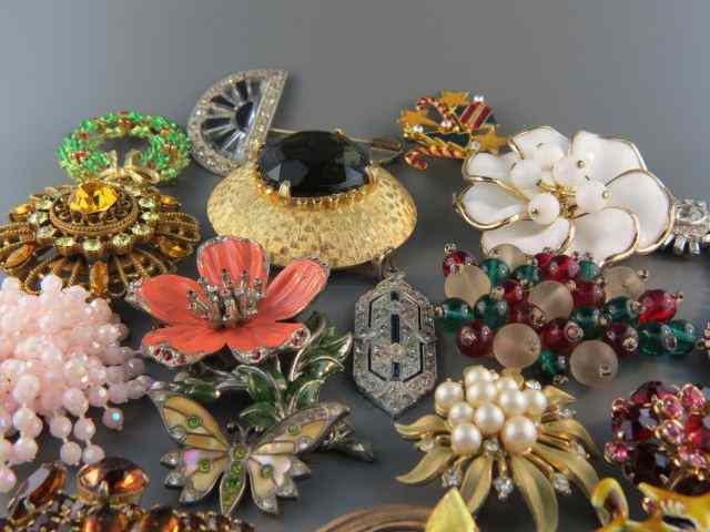 Appraisal: Estate Costume Jewelry Lot includes rhinestones vintage brooches sterling more