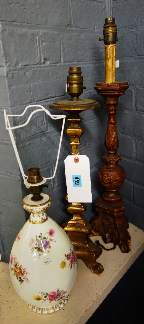 Appraisal: Two Italian pricket type candlestick table lamps in th century