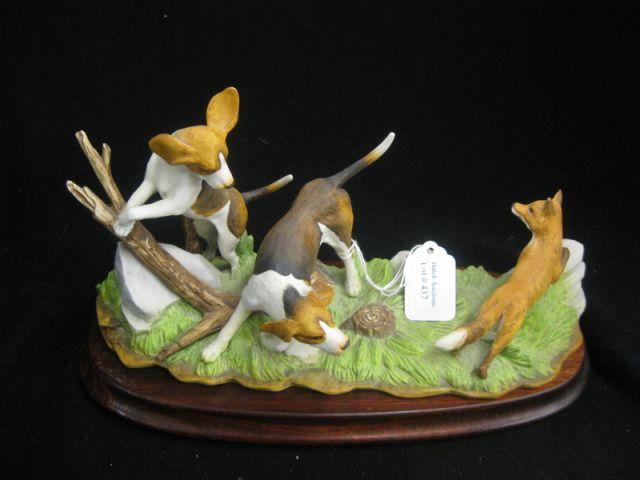 Appraisal: Andrea Porcelain Group Figurine Foxhounds tall excellent