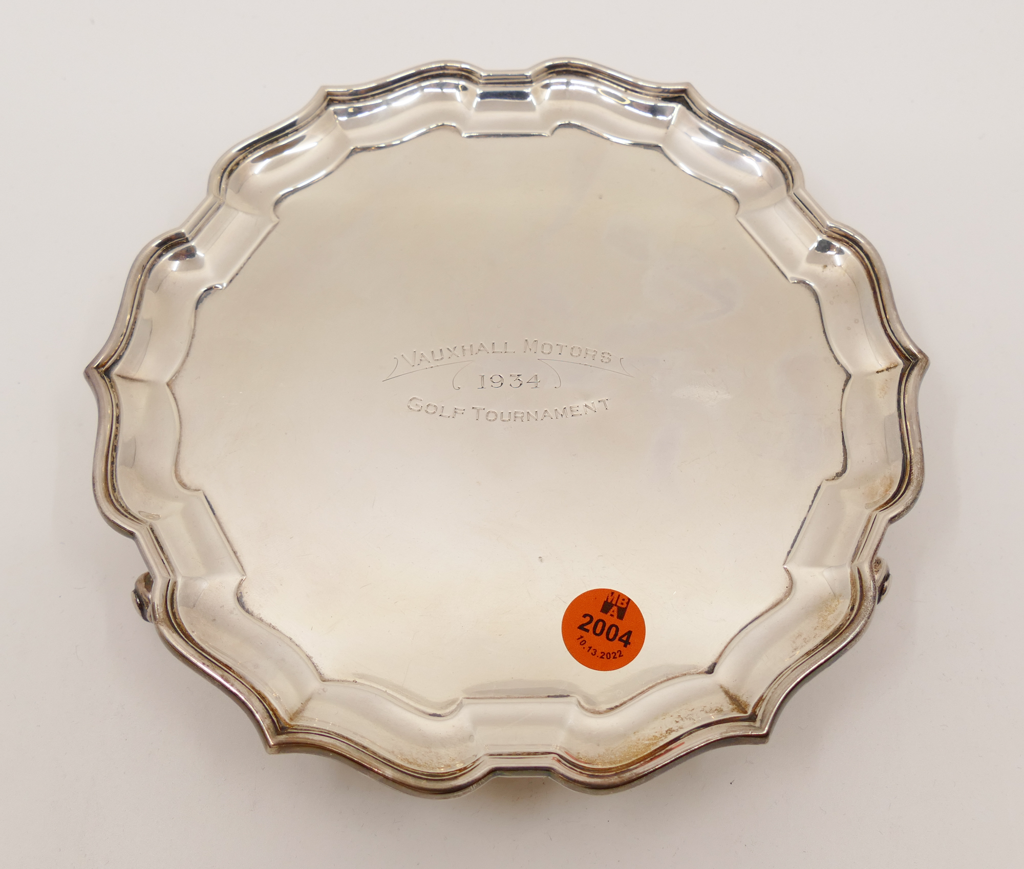 Appraisal: English Sterling Footed Salver- x ''- g - Inscribed 'Vauxhall