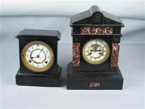 Appraisal: EASTLAKE BLACK MARBLE MANTEL CLOCK the enamel clock face in