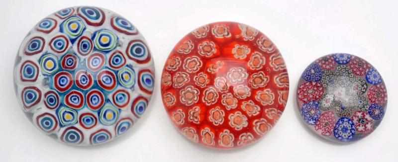 Appraisal: Lot of Millefiori Paperweights Description Smallest is made up of