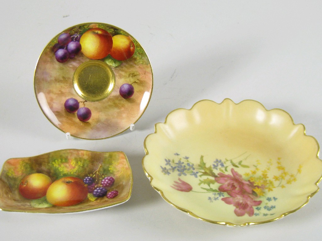 Appraisal: A Royal Worcester rectangular Pin Dish painted fruit unsigned in