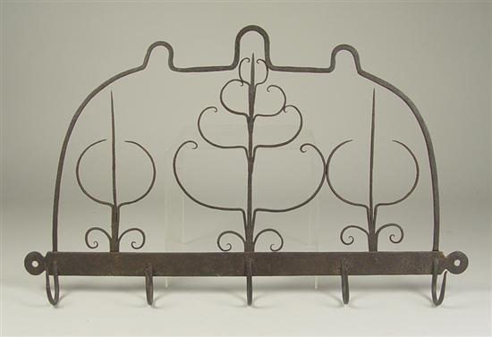 Appraisal: th Century Game Rack Wall mounted Extremely delicate wrought work