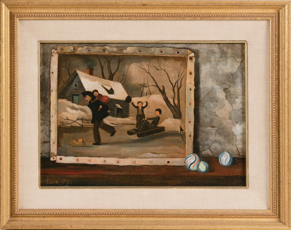 Appraisal: ELLIOT ORR MASSACHUSETTS FLORIDA - TROMPE-L'OEIL OF A WINTER SKATING