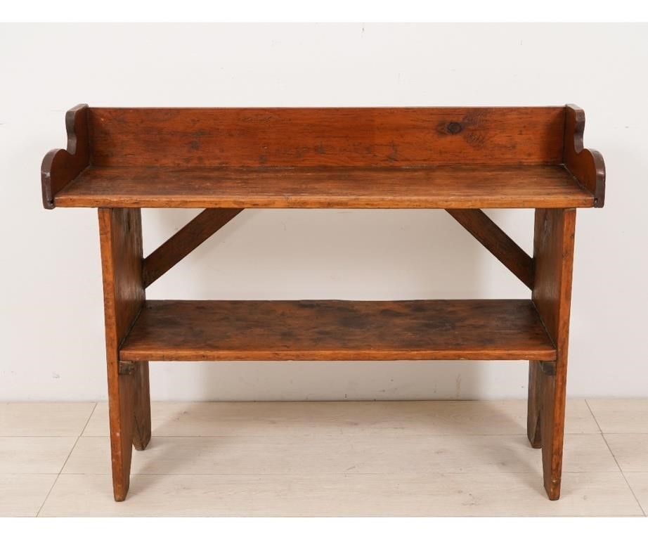 Appraisal: Country pine bucket bench circa h x l x d