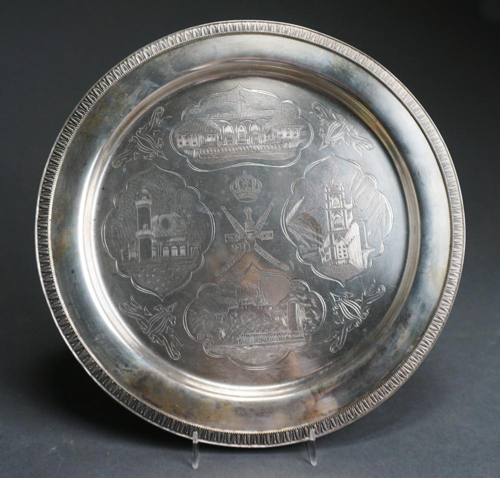 Appraisal: MIDDLE EASTERN -SILVER ROUND TRAY D IN CM OZMiddle Eastern