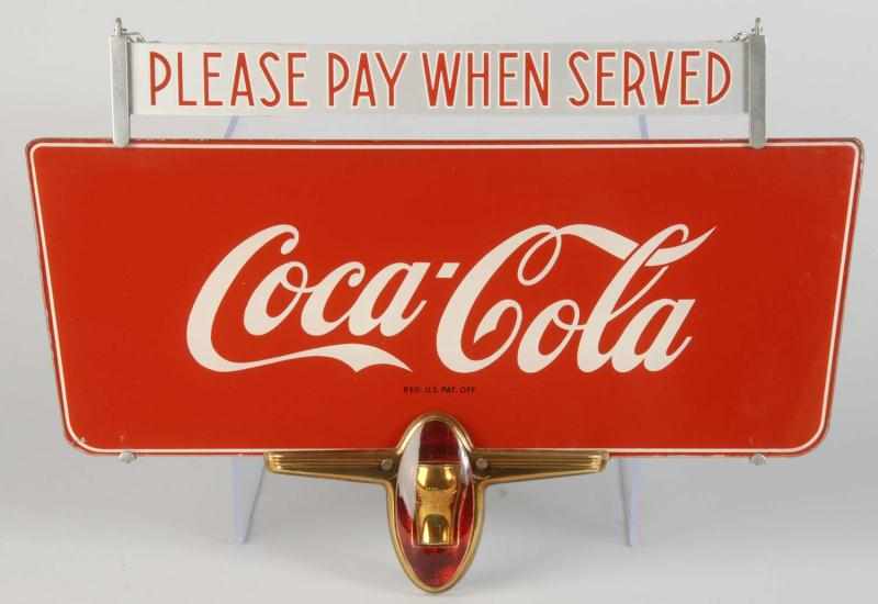 Appraisal: Glass Plastic Coca-Cola Hanging Sign Description Marked Price Brothers on