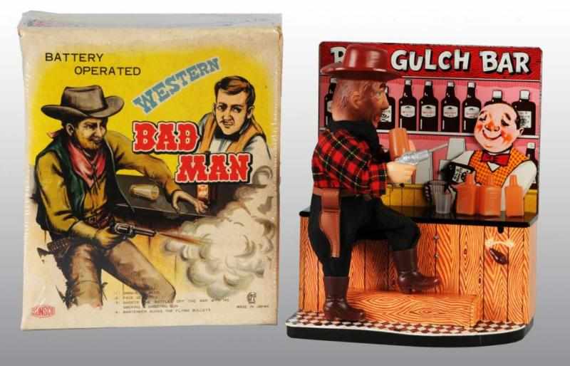 Appraisal: Tin Western Bad Man Battery-Operated Toy Description Japanese Working Made