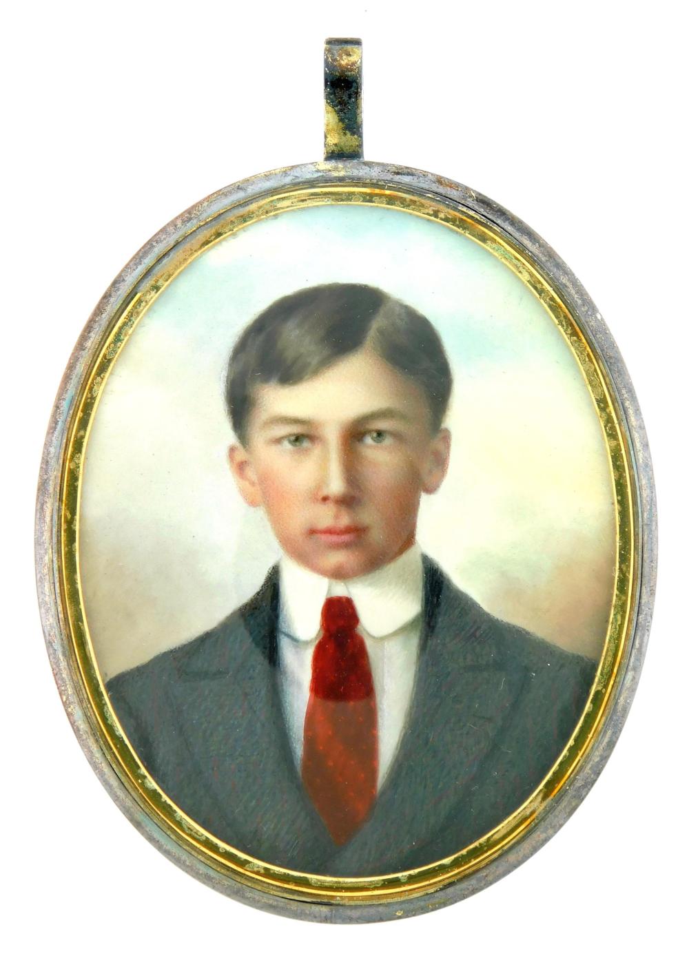 Appraisal: MINIATURE Portrait of Alfred Warren Gale portrait of a young