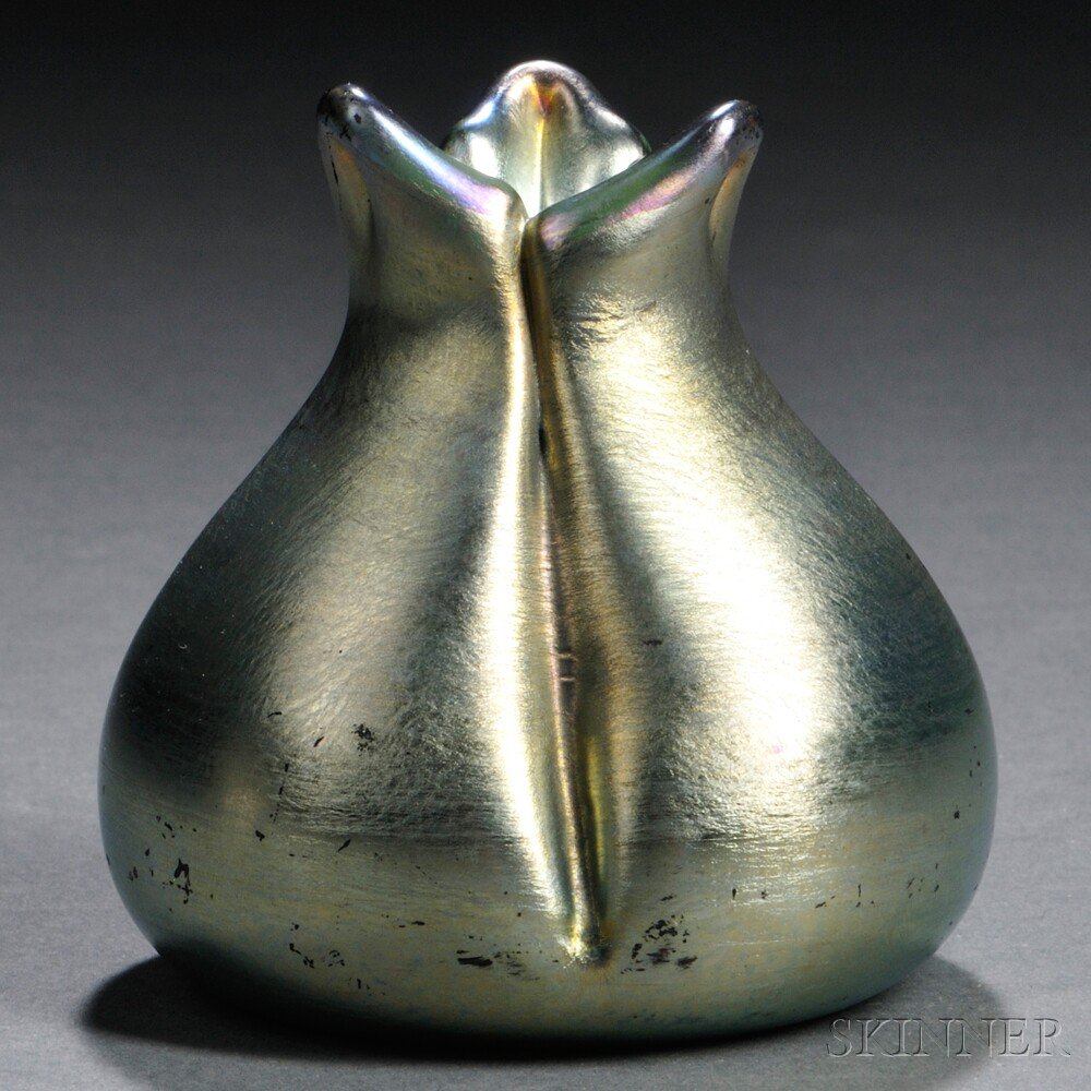 Appraisal: Tiffany Gold Favrile Paperweight Art glass New York c Bud-form