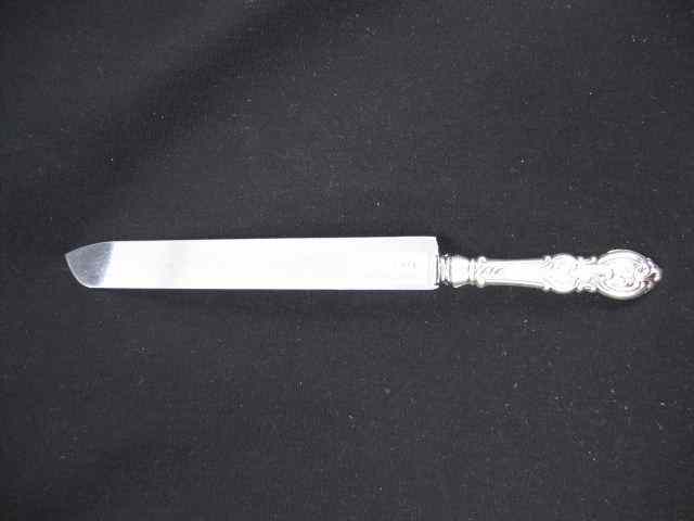 Appraisal: Sterling Silver Bread Knife fancy handle stainless blade '' excellent