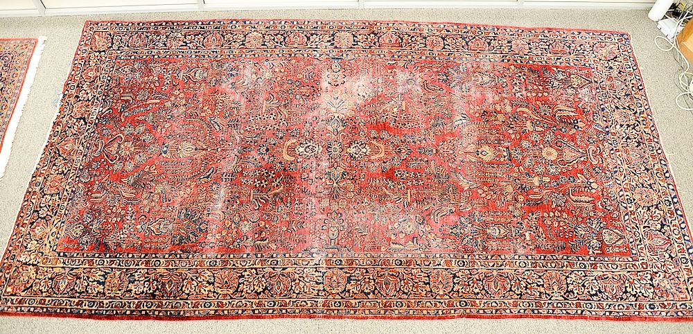 Appraisal: Sarouk Oriental carpet slight wear end fraying ' x '