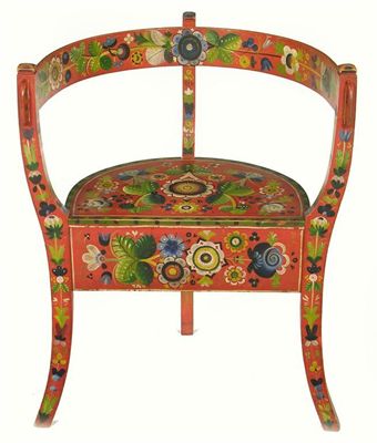 Appraisal: A th century Scandinavian painted pine chair the wrap round