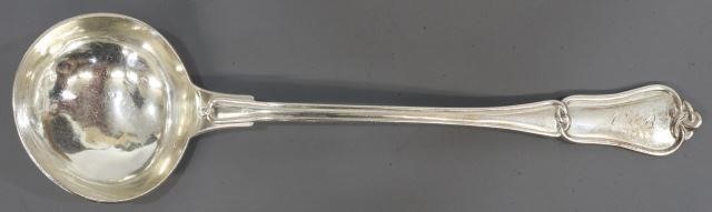 Appraisal: French silver ladle serving spoon Emile Puiforcat handle with intertwined