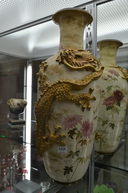 Appraisal: DOULTON BURSLEM VASE APPLIED WITH A DRAGON FAULTS TO THE