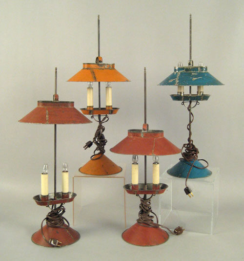 Appraisal: Four Marietta Pennsylvania tin boulotte lamps by Jerry Martin th