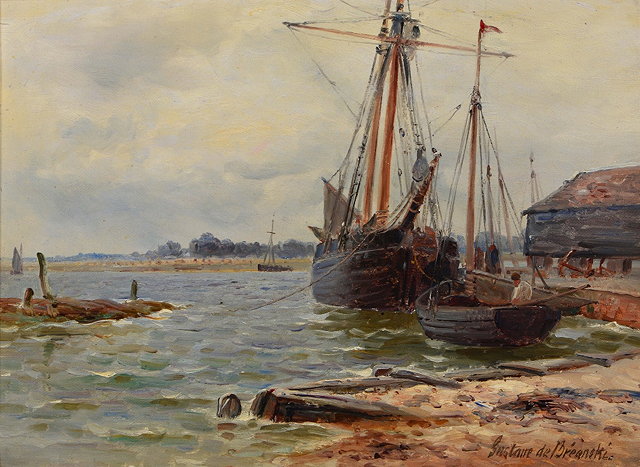 Appraisal: Gustave de Breanski British circa - Fishing boats on the