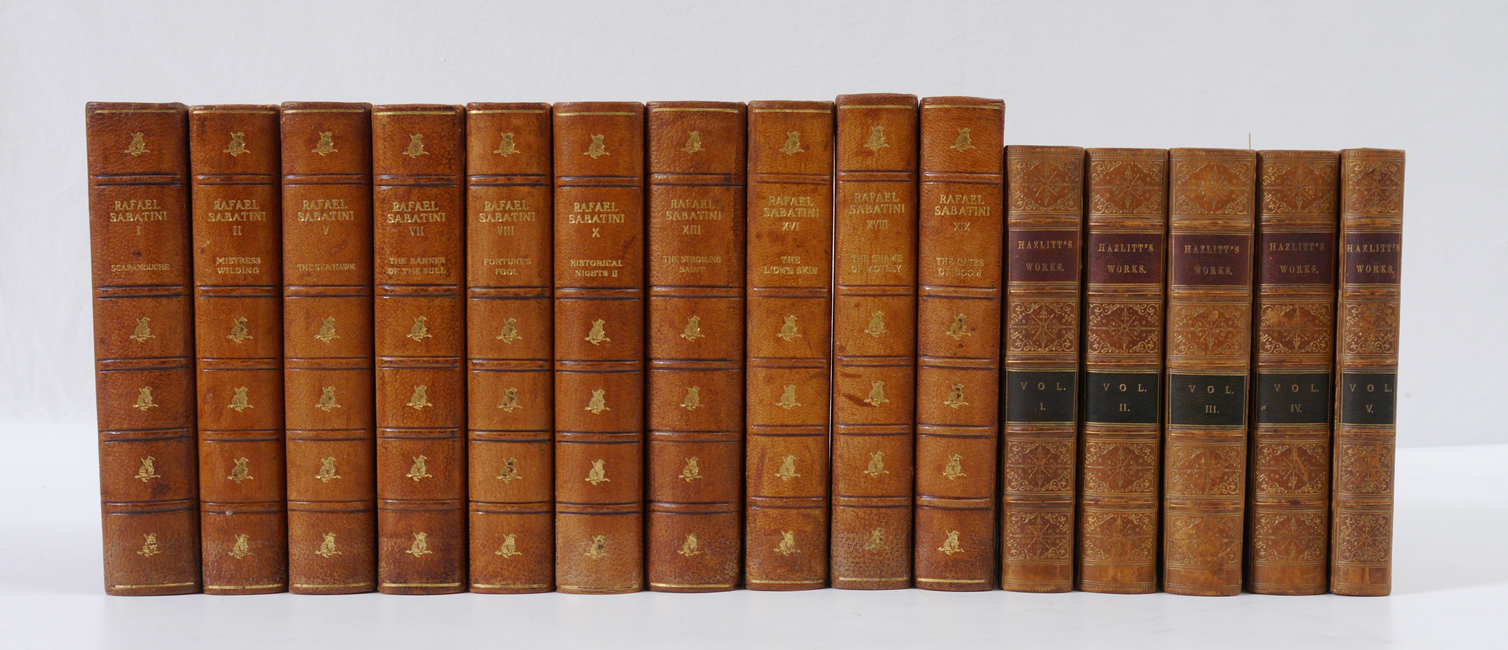 Appraisal: VOLUME SABATINI HAZLITT'S WORKS volumes total to include Sabatini Rafael