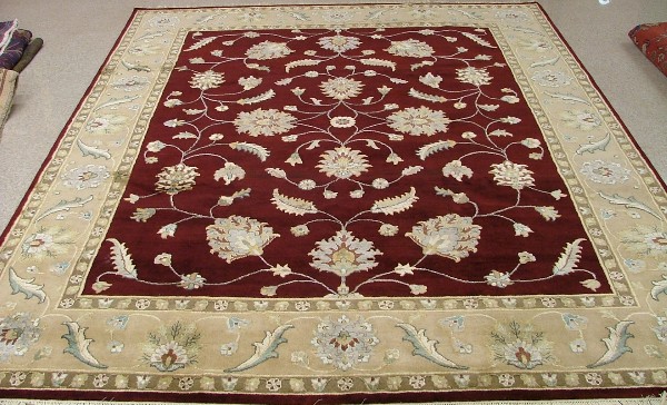 Appraisal: FINE ORIENTAL SILK AND WOOL CARPET Indo-Persian raised silk floral