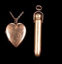 Appraisal: K Yellow Gold Locket a Pencil Holder A lot comprised