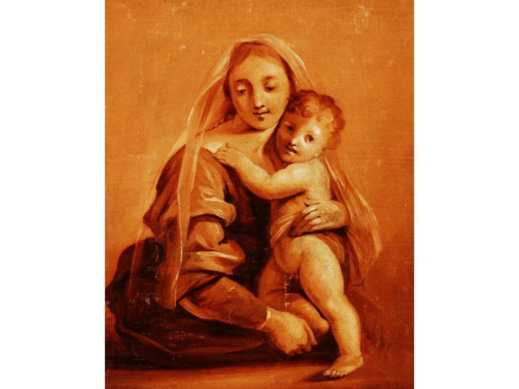 Appraisal: UNATTRIBUTED TH CENTURYSEPIA OIL ON CANVASMadonna and Child After the