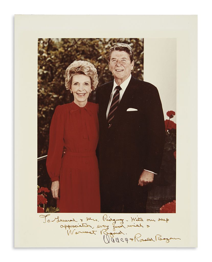 Appraisal: INSCRIBED BY BOTH TO GENERAL MATTHEW RIDGWAY AND WIFE REAGAN