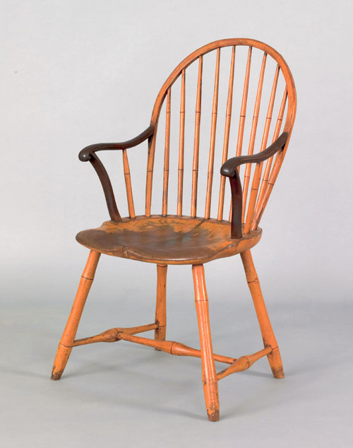 Appraisal: Philadelphia bowback windsor armchair ca retaining a yellow surface