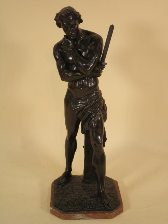 Appraisal: Denis Foyatier French - A bronze figure of Spartacus on