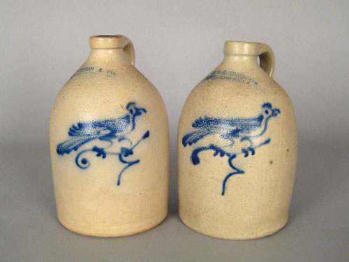 Appraisal: Two stoneware jugs th c impressed J E Norton Bennington