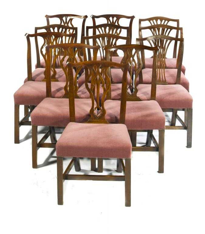 Appraisal: TWO SETS OF SIX GEORGE III MAHOGANY DINING CHAIRS similarly