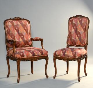 Appraisal: Set of eight Louis XV style dining chairs Set of