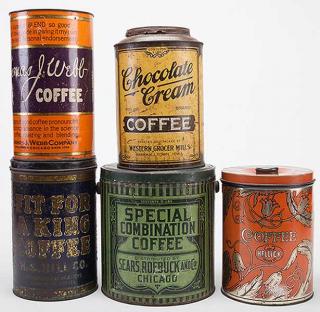 Appraisal: Five Coffee Tins Five Coffee Tins Including five pound Special