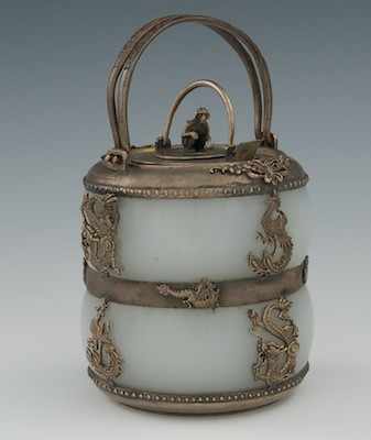 Appraisal: A Japanese Sterling Silver and Opaline Glass Lamp with Sterling