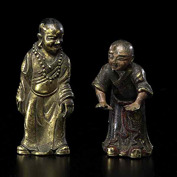 Appraisal: th Century Chinese Bronze Deities Chinese th century Two hollow-cast