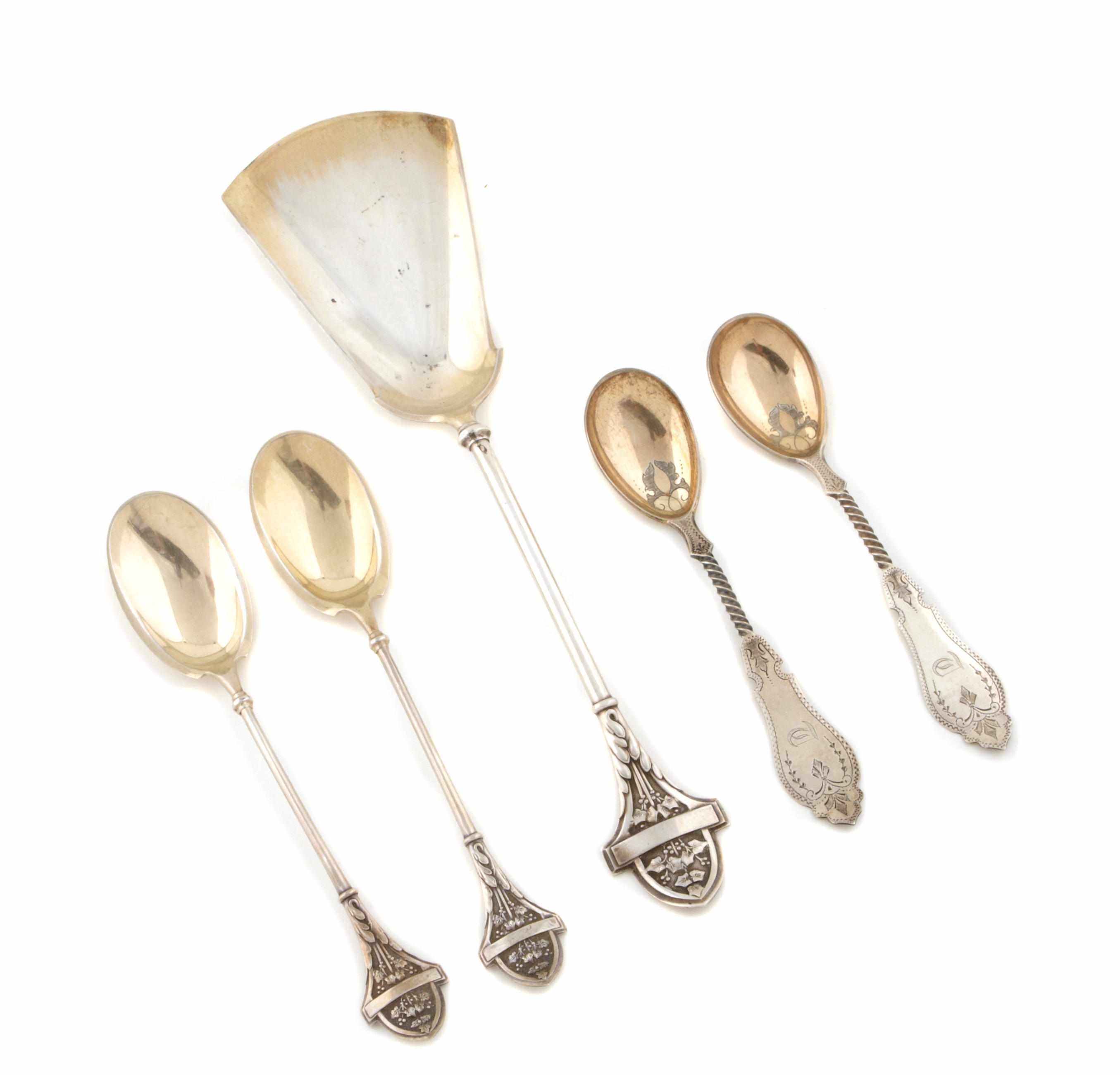 Appraisal: A parcel-gilt sterling thirteen piece ice cream set Gorham Mfg