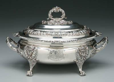 Appraisal: Fine George III English silver tureen oval with gadroon acanthus