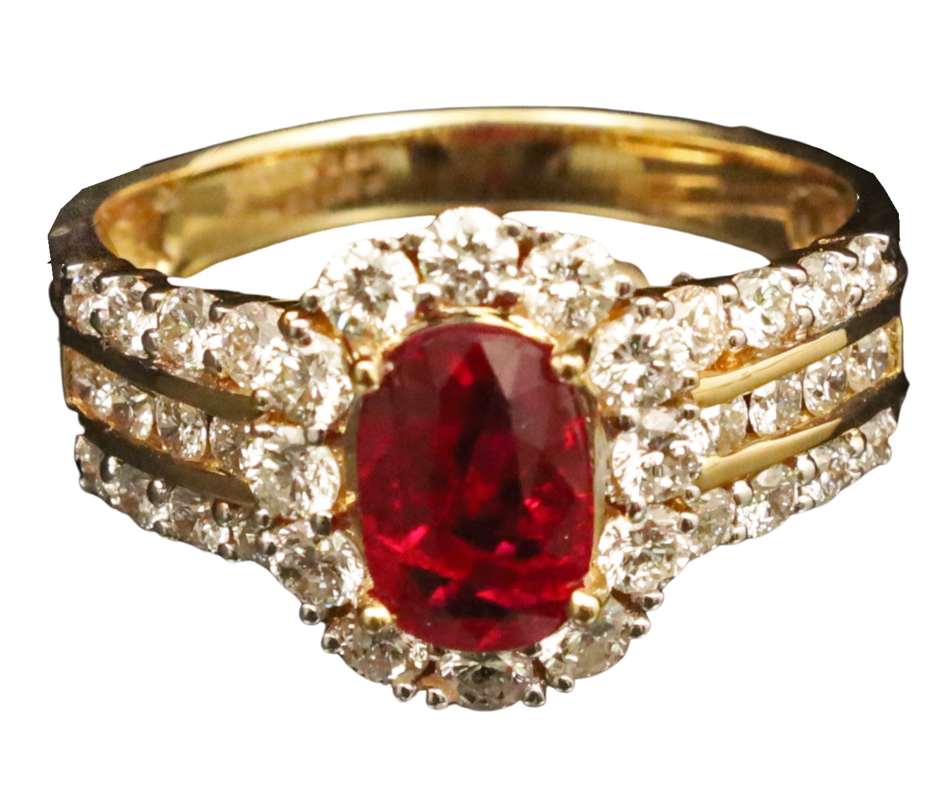 Appraisal: K YG RUBY DIAMOND RING K Yellow gold ruby and