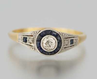 Appraisal: A Ladies' Art Deco Style Diamond and Sapphire Ring Platinum