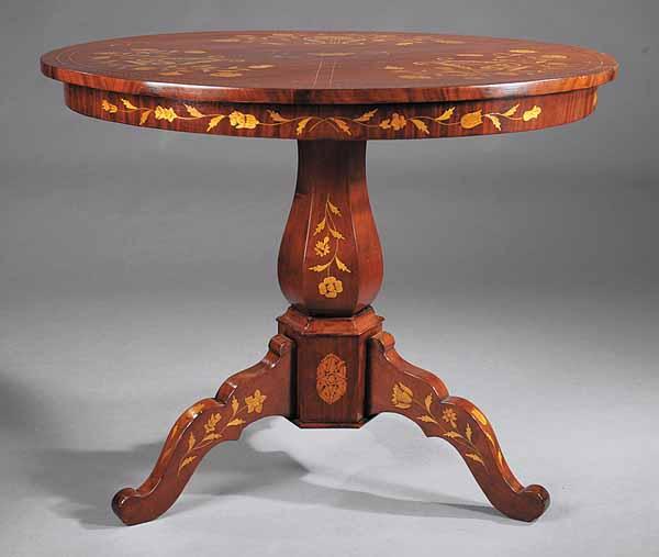 Appraisal: An Antique Dutch Inlaid Mahogany Center Table the circular top