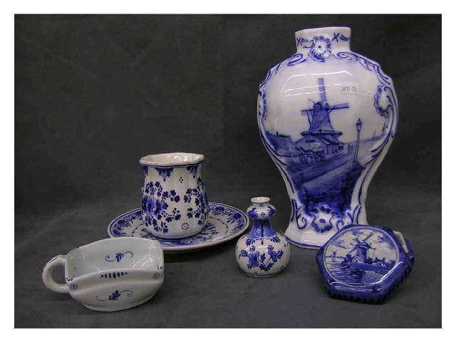 Appraisal: Delft signed R amp C Germany blue and white bulbous