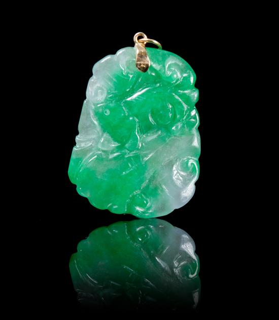 Appraisal: Sale Lot A Carved Jadeite Pendant the translucent apple green