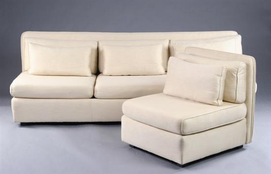 Appraisal: ROCHE BOBOIS PILLOW-BACK SOFA th century Doubled piped back with