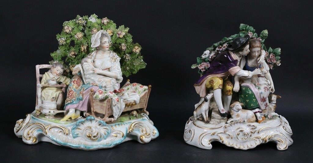 Appraisal: CHELSEA STYLE BOCAGE PORCELAIN FIGURE GROUPS large porcelain figure groups